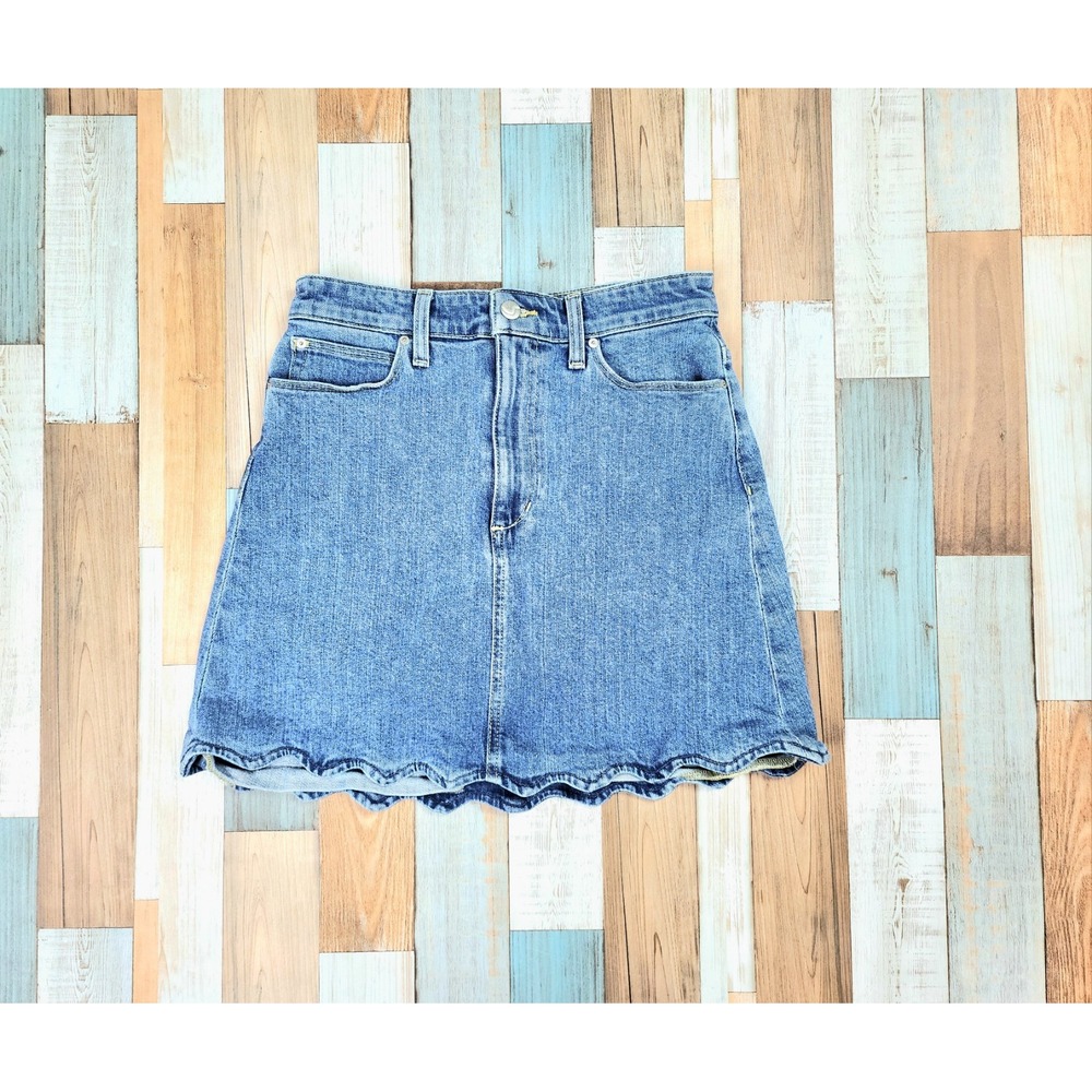 Joe's Jeans The Bella High Rise Scalloped Hem Denim‎ Mini Skirt Blue W25